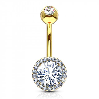 Piercing nombril dor style solaire aurol de strass