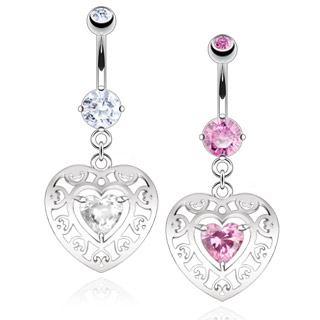 Piercing nombril double coeur  arabesques