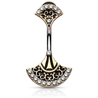 Piercing nombril  double ventail dor