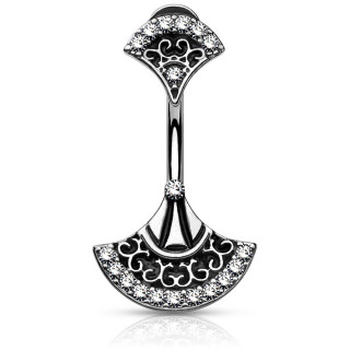 Piercing nombril  double ventail tribal argent