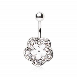 Piercing nombril double fleur fantaisie à strass