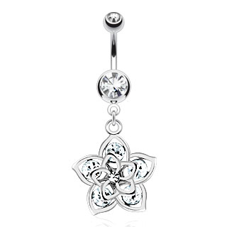 Piercing nombril  double fleur illumine de zirconiums