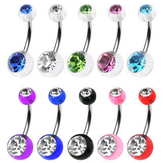 Piercing nombril Double Jeweled UV Balls