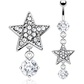 Piercing nombril double pendentif �toile
