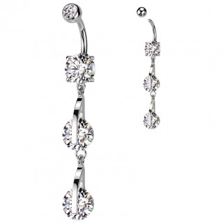 Piercing nombril double pendentif zirconium