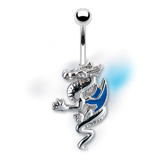 Piercing nombril dragon  ailes bleues