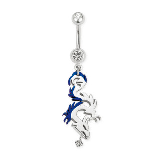 Piercing nombril dragon gris et bleu