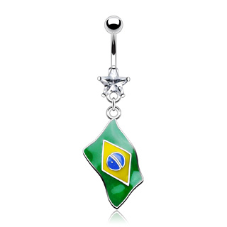 Piercing nombril drapeau Br�sil