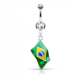 Piercing nombril drapeau Brésil