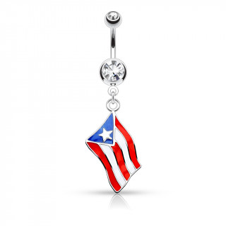 Piercing nombril drapeau Porto Rico
