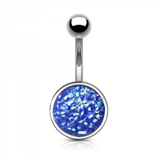 Piercing nombril  druse bleue ronde