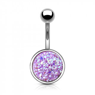 Piercing nombril  druse violet clair ronde