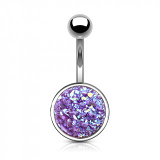 Piercing nombril  druse violette ronde