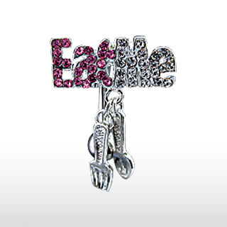 Piercing nombril "eat me" avec fourchette et cuillre
