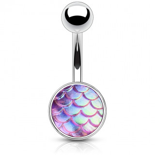 Piercing nombril à écailles roses