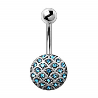 Piercing nombril  cailles strass bleus