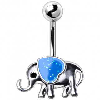 Piercing nombril lphant  coeur bleu  paillettes