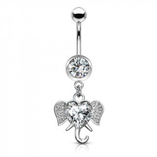 Piercing nombril lphant de coeur - Clair