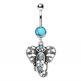 Piercing nombril  lphant festif et turquoise