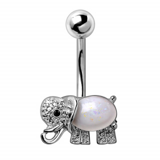 Piercing nombril lphant strass et opale