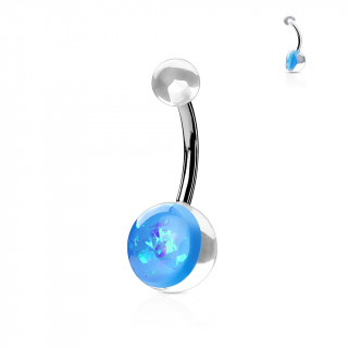 Piercing nombril embouts transparents  opale bleu aqua