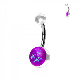 Piercing nombril embouts transparents  opale violette