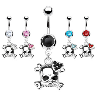 Piercing nombril emo tête de mort et coeur