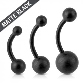 Piercing nombril en acier noir mat à boules