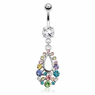 Piercing nombril en forme de goutte multicolore