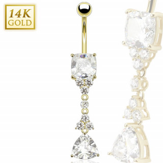 Piercing nombril en or 14 carats  pierres en cascade