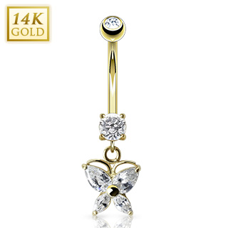 Piercing Nombril Or 14k Percing Nombril Or 14K Papillon Melighting - 14G 10mm - Filetage Interne - Hypoallergénique Bijou Nombril Femme