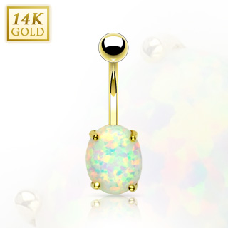 Piercing nombril en or 14 carats avec pierre d'Opale