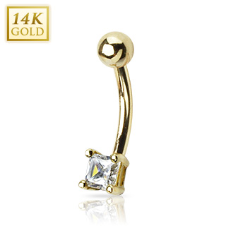 Piercing nombril en or 14 carats avec zirconium carr