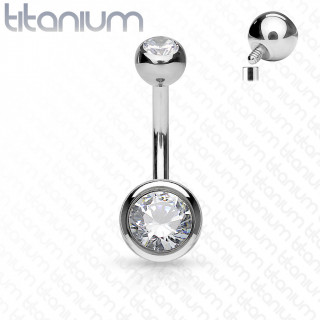 Piercing nombril en titane haute qualit  strass (filetage interne)