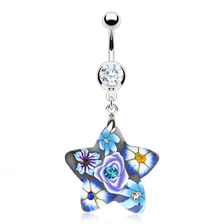Piercing nombril �toile acrylique fleurie