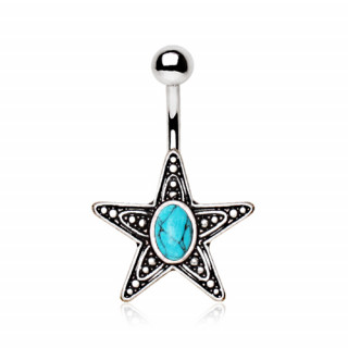 Piercing nombril toile antique  Turquoise