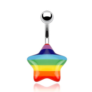 Piercing nombril étoile arc en ciel Gay Pride Rainbow