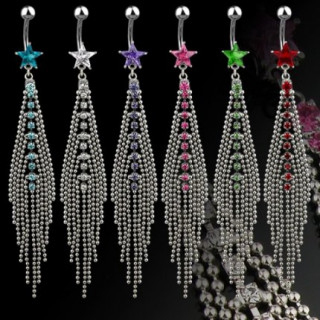 Piercing nombril �toile avec pendentif en cascade