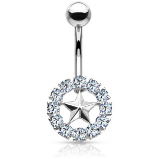 Piercing nombril toile cercls de zirconiums clairs