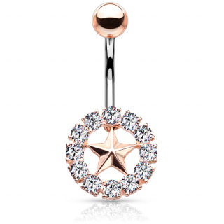 Piercing nombril toile cuivre cercle de zirconiums