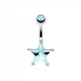 Piercing nombril toile de cristal - bleu aqua