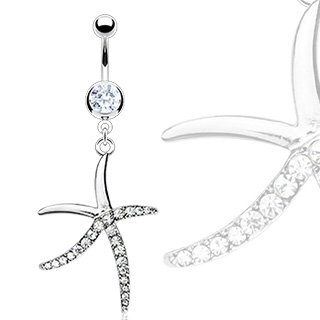 Piercing nombril toile de mer pave de strass