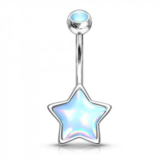 Piercing nombril toile epoxy - Bleu aqua