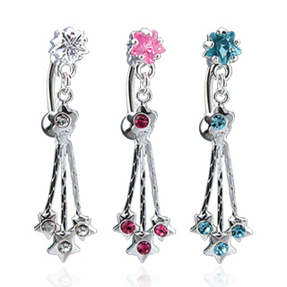 Piercing nombril �toiles et fleur