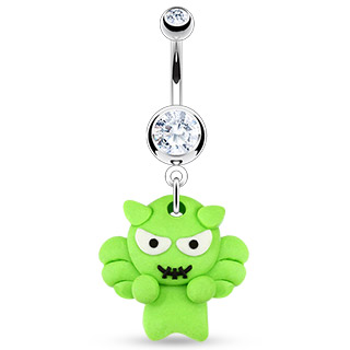 Piercing nombril extra-terrestre en pate  fimo