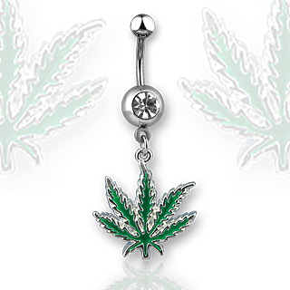 Piercing nombril feuille de cannabis