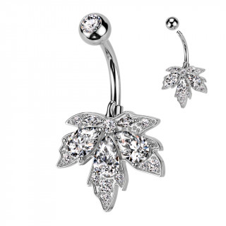 Piercing nombril � feuille d'�rable scintillante