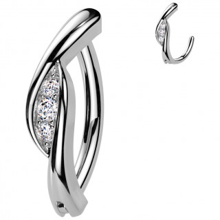 Piercing nombril feuille stylis�e sertie (� charni�re)
