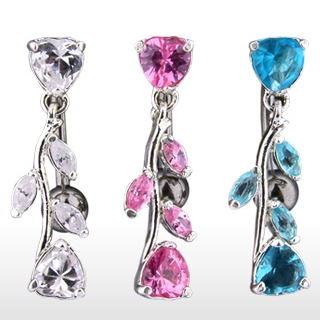 Piercing nombril inversé feuilles et coeur
