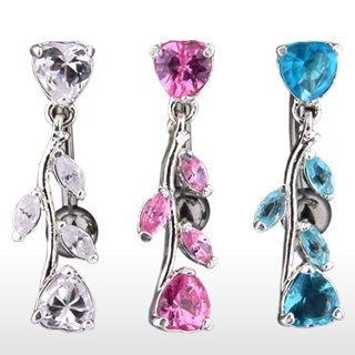 Piercing nombril invers feuilles et coeur